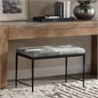 Pemberly Row Transitional Leather Hide Ottoman Bench in Gray
