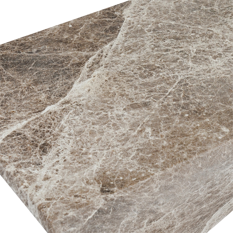 Pemberly Row Transitional Concrete Stone Outdoor Accent Table in Brown