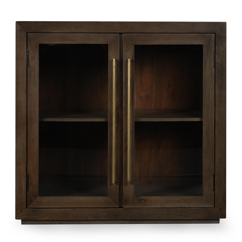 Pemberly Row Transitional Two-Door Oak Wood Cabinet in Cocoa Brown