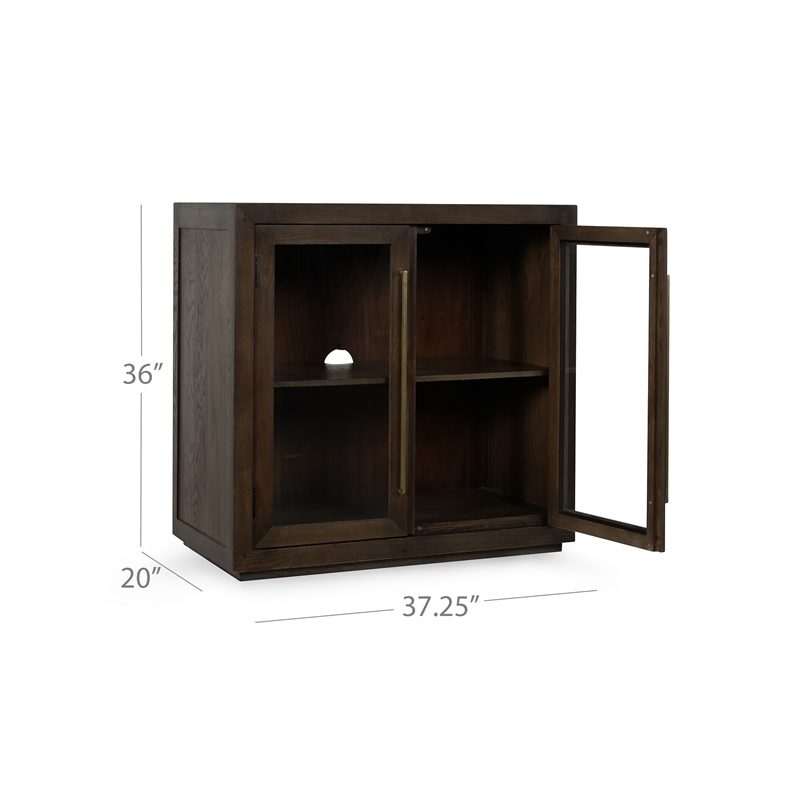 Pemberly Row Transitional Two-Door Oak Wood Cabinet in Cocoa Brown