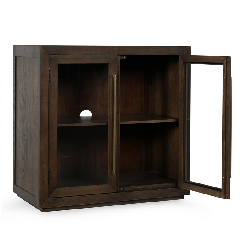 Pemberly Row Transitional Two-Door Oak Wood Cabinet in Cocoa Brown