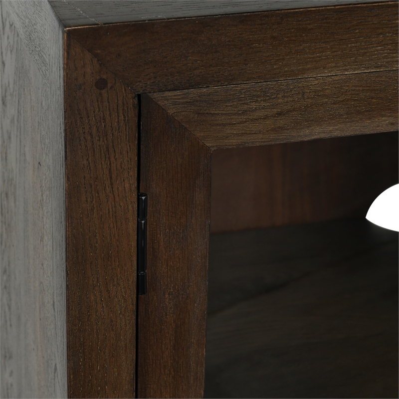 Pemberly Row Transitional Two-Door Oak Wood Cabinet in Cocoa Brown