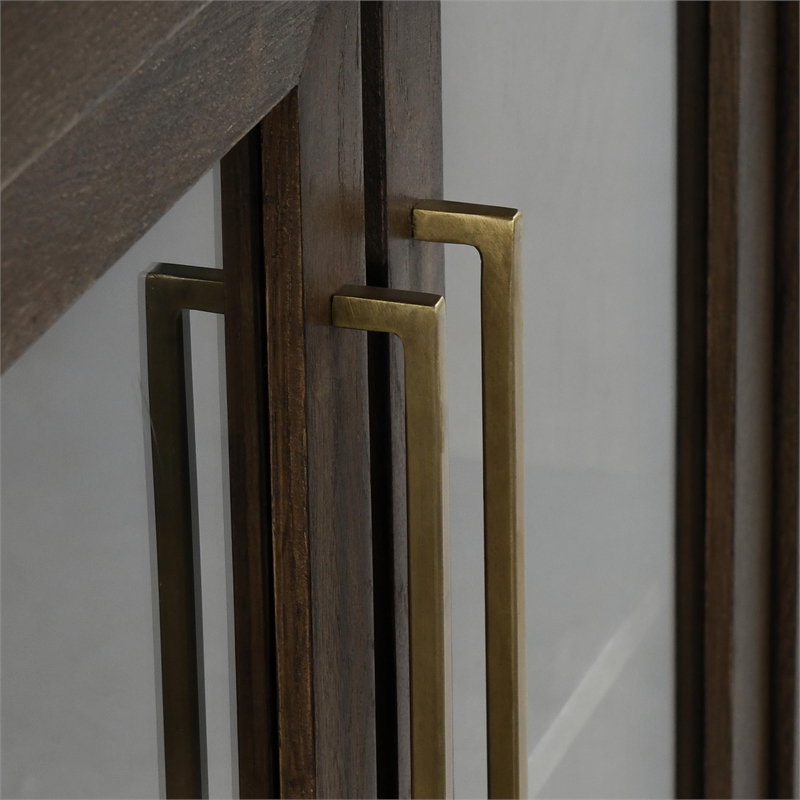 Pemberly Row Transitional Two-Door Oak Wood Cabinet in Cocoa Brown