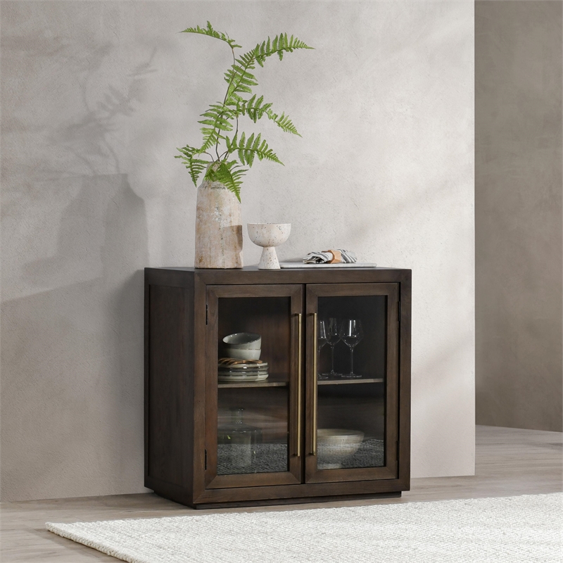 Pemberly Row Transitional Two-Door Oak Wood Cabinet in Cocoa Brown