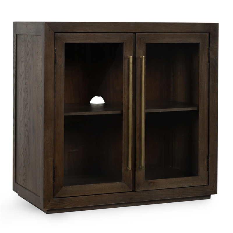Pemberly Row Transitional Two-Door Oak Wood Cabinet in Cocoa Brown