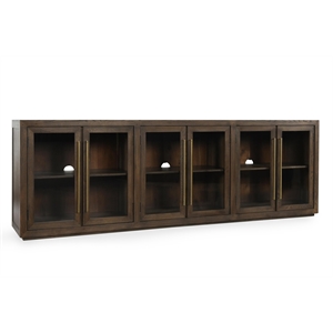 Pemberly Row Transitional 108&quot Oak Wood Buffet Sideboard in Cocoa Brown