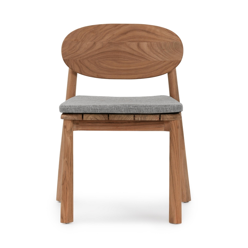 Pemberly Row Coastal Teak Wood Outdoor Dining Chair in Natural Finish