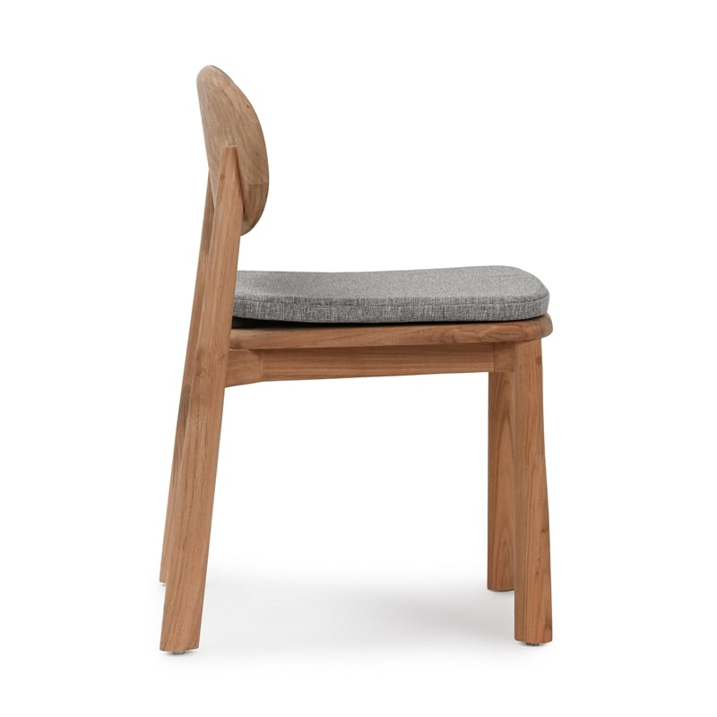 Pemberly Row Coastal Teak Wood Outdoor Dining Chair in Natural Finish
