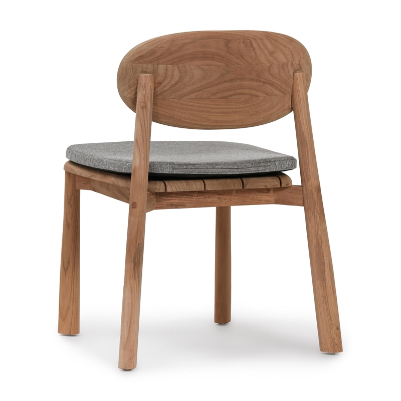 Pemberly Row Coastal Teak Wood Outdoor Dining Chair in Natural Finish