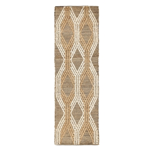 Pemberly Row 2.6'x8' Natural Jute Blend Ivory Hand Woven Accent Rug