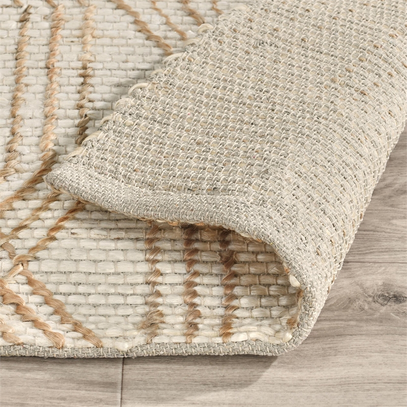 Pemberly Row 2.6'x8' Indoor Jute Blend Handwoven Geometric Ivory Area Rug Runner