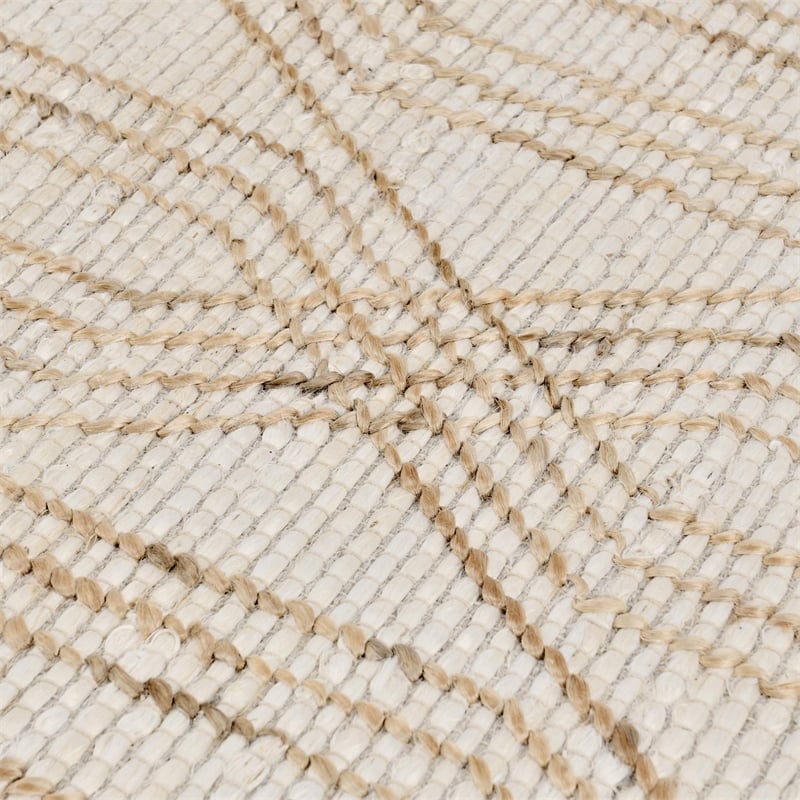 Pemberly Row 2.6'x8' Indoor Jute Blend Handwoven Geometric Ivory Area Rug Runner