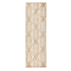 Pemberly Row 2.6'x8' Indoor Jute Blend Handwoven Geometric Ivory Area Rug Runner
