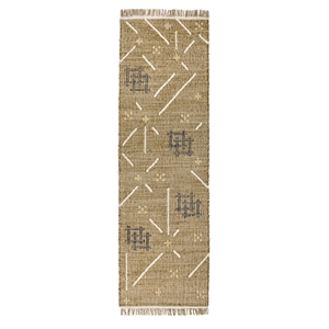 Pemberly Row 2.6'x8' Wool Geometric Pattern Handwoven Khaki Area Rug Runner