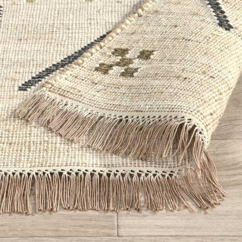 Pemberly Row 2.6'x8' Wool Blend Handwoven Caviar Ivory Area Rug Runner
