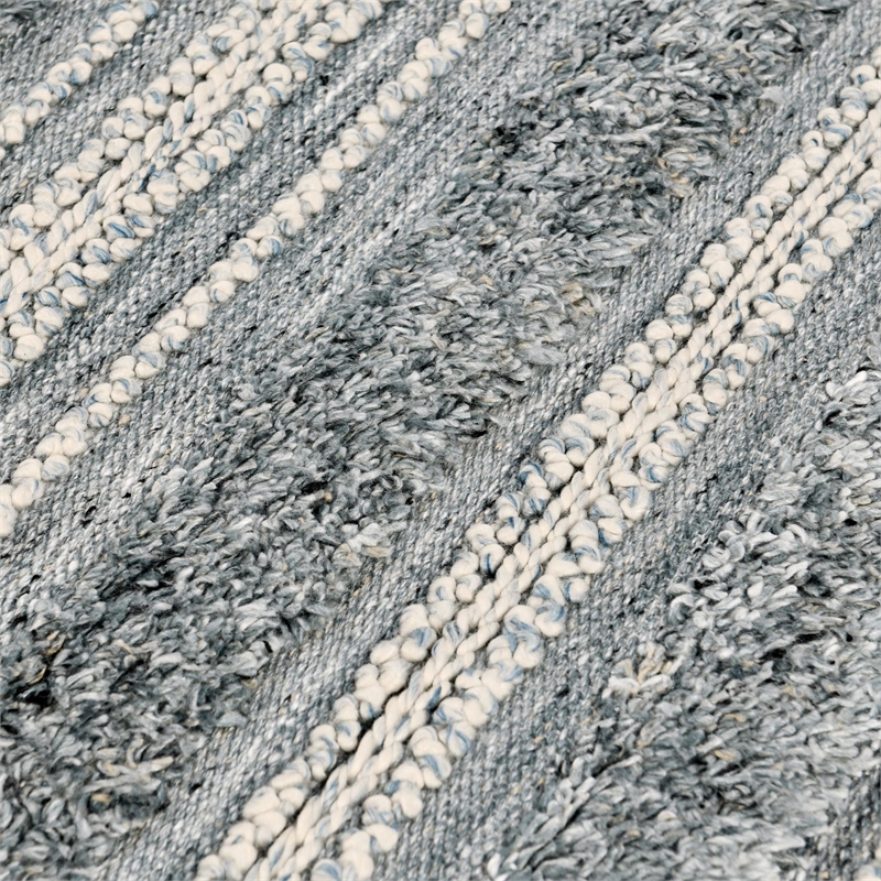 Pemberly Row 2.6'x8' Indoor Outdoor Sustainable Fabric Handwoven Blue Accent Rug