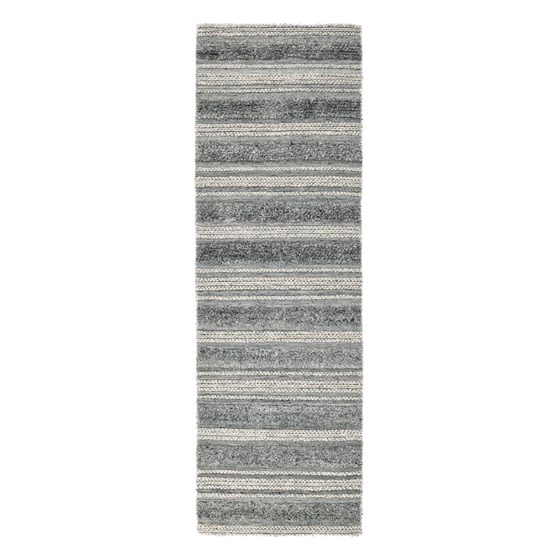 Pemberly Row 2.6'x8' Indoor Outdoor Sustainable Fabric Handwoven Blue Accent Rug