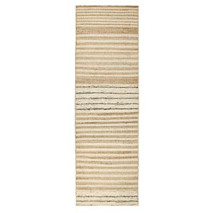 Pemberly Row 2.6'x8' Jute Blend Handwoven Sustainable Natural Stripe Accent Rug