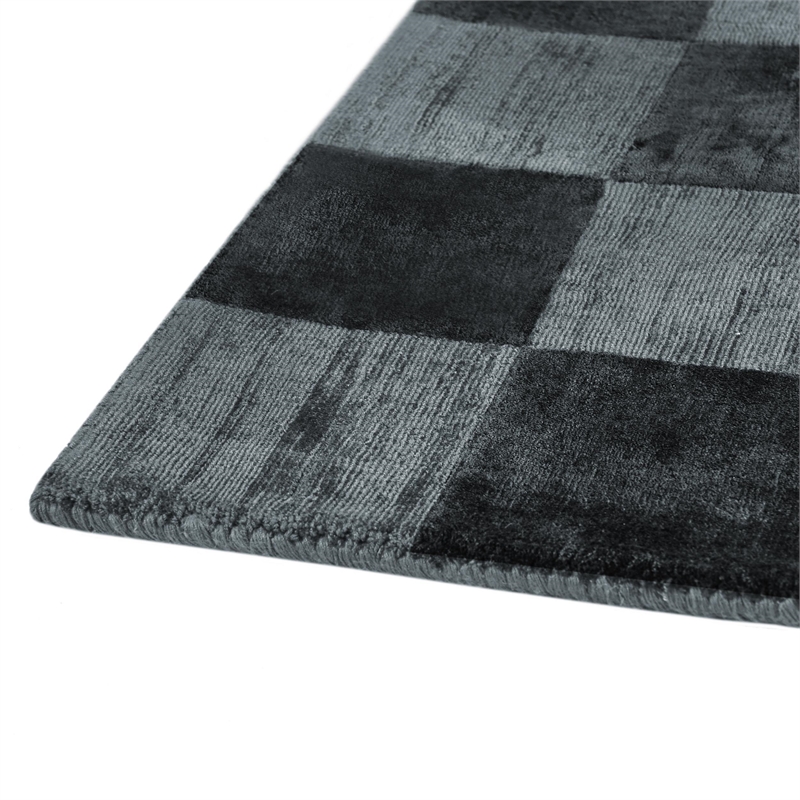 Pemberly Row 5'x8' Indoor Soft Fabric Handwoven Checkered Ink Blue Area Rug