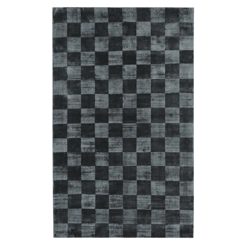 Pemberly Row 5'x8' Indoor Soft Fabric Handwoven Checkered Ink Blue Area Rug