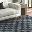 Pemberly Row 8'x10' Indoor Soft Fabric Handwoven Checkered Ink Blue Area Rug
