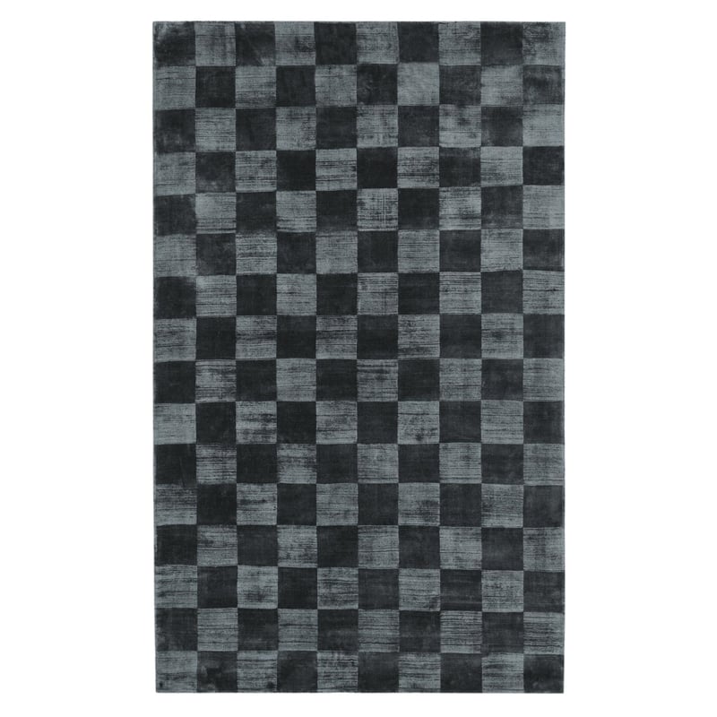 Pemberly Row 8'x10' Indoor Soft Fabric Handwoven Checkered Ink Blue Area Rug