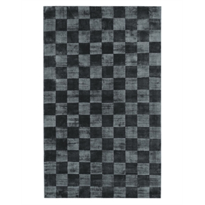 Pemberly Row 8'x10' Indoor Soft Fabric Handwoven Checkered Ink Blue Area Rug