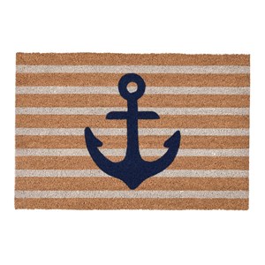 Pemberly Row 24&quotx36&quot Doormat Coir Fabric Front and PVC Backing Navy and Natural