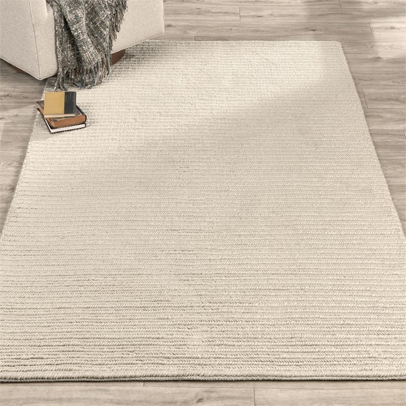 Pemberly Row 9'x12' Wool Blend Fabric Handwoven Beige Accent Area Rug