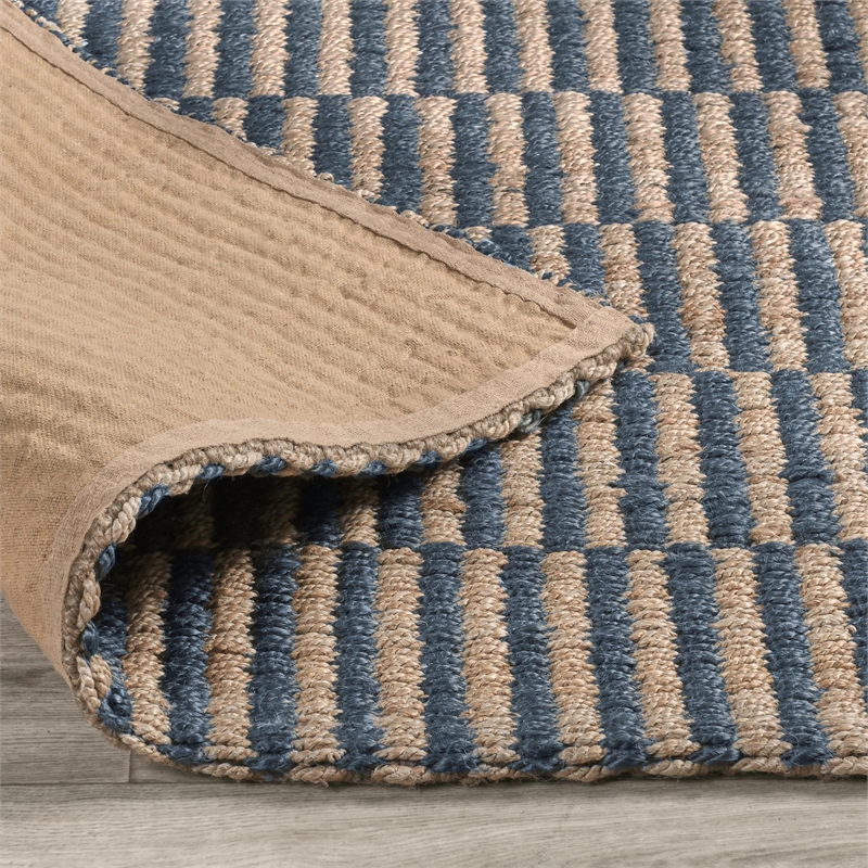 Pemberly Row 8'x10' Jute Handwoven Sustainable Blue Accent Area Rug