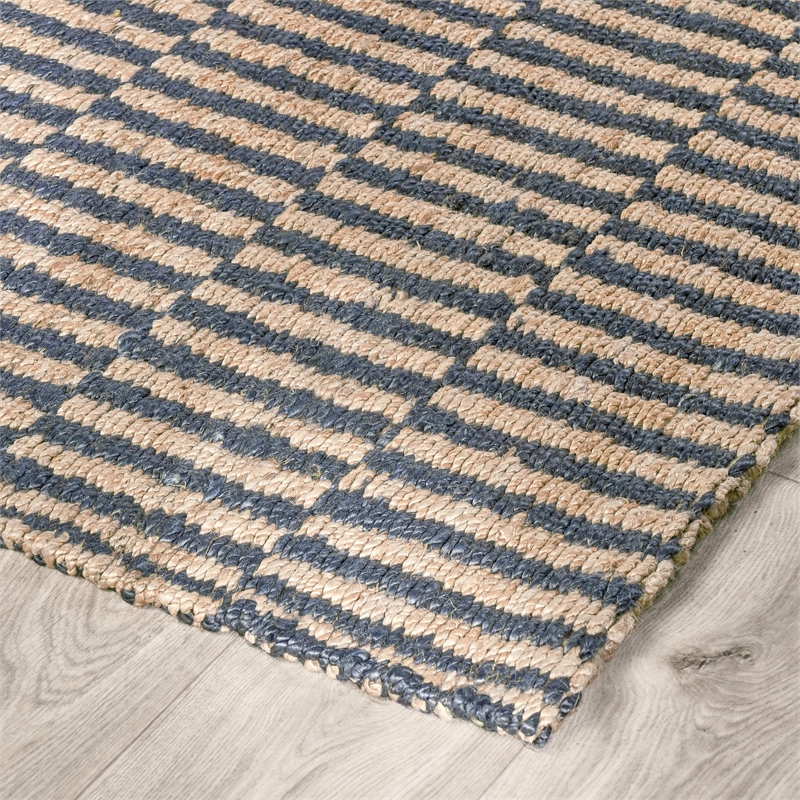 Pemberly Row 8'x10' Jute Handwoven Sustainable Blue Accent Area Rug