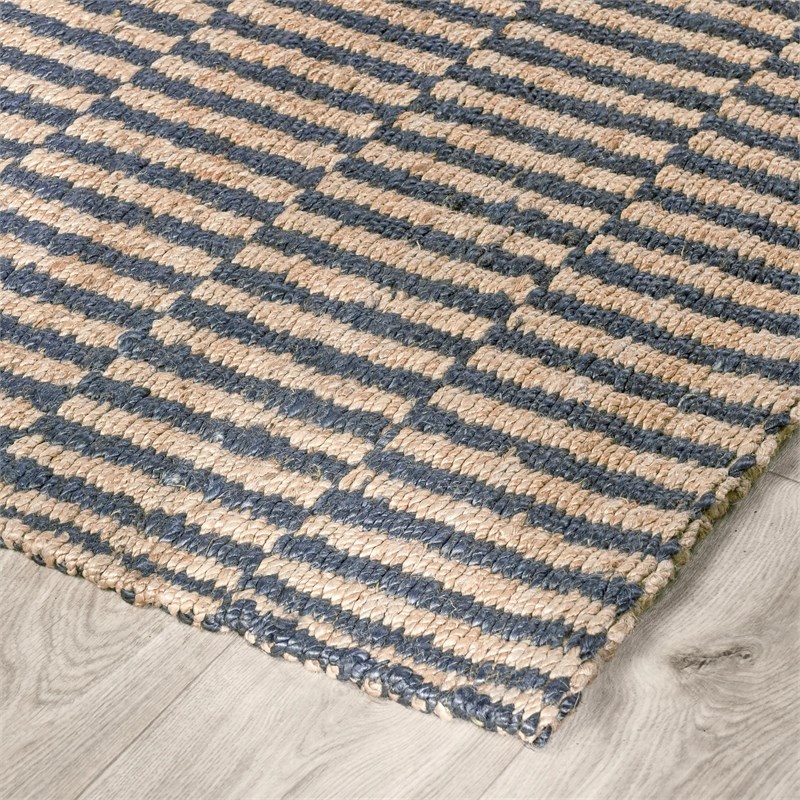 Pemberly Row 5'x8' Jute Handwoven Sustainable Blue Accent Area Rug