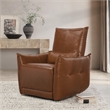 Pemberly Row Transitional Top Grain Leather Recliner Arm Chair in Brown