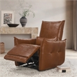 Pemberly Row Transitional Top Grain Leather Recliner Arm Chair in Brown