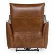 Pemberly Row Transitional Top Grain Leather Recliner Arm Chair in Brown