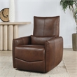 Pemberly Row Transitional Leather Power Recliner Chair in Antique Brown