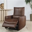 Pemberly Row Transitional Leather Power Recliner Chair in Antique Brown