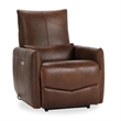 Pemberly Row Transitional Leather Power Recliner Chair in Antique Brown