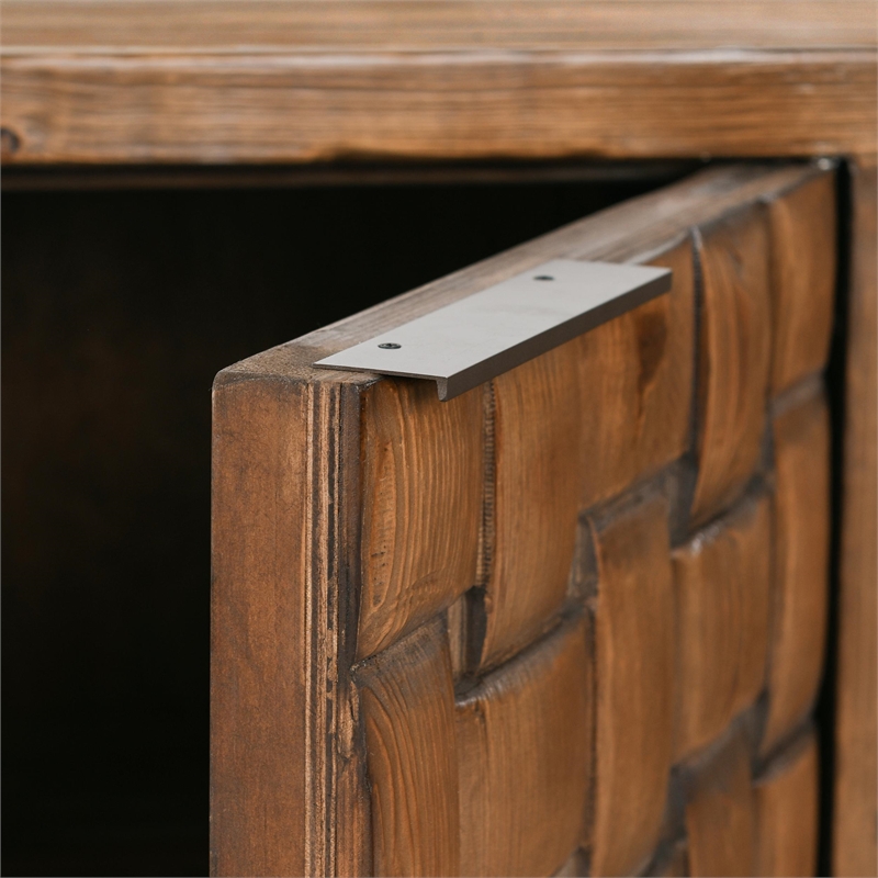 Pemberly Row 4-Door Reclaimed Pine Wood Buffet Sideboard in Brown