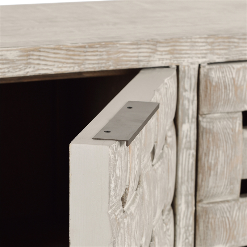 Pemberly Row 4-Door Reclaimed Pine Wood Buffet Sideboard in Cream