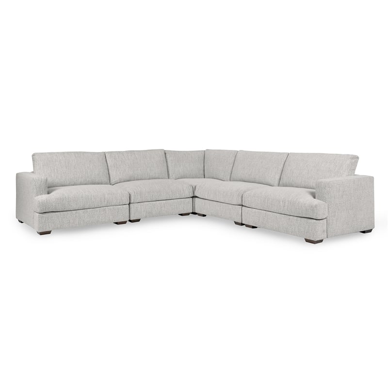 Pemberly Row 5-Piece Upholstered Fabric Sectional Sofa in Ivory