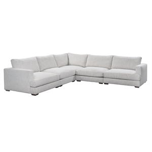 Pemberly Row 5-Piece Upholstered Fabric Sectional Sofa in Ivory