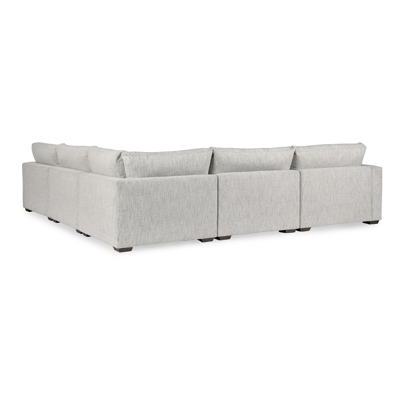 Pemberly Row 5-Piece Upholstered Fabric Sectional Sofa in Ivory