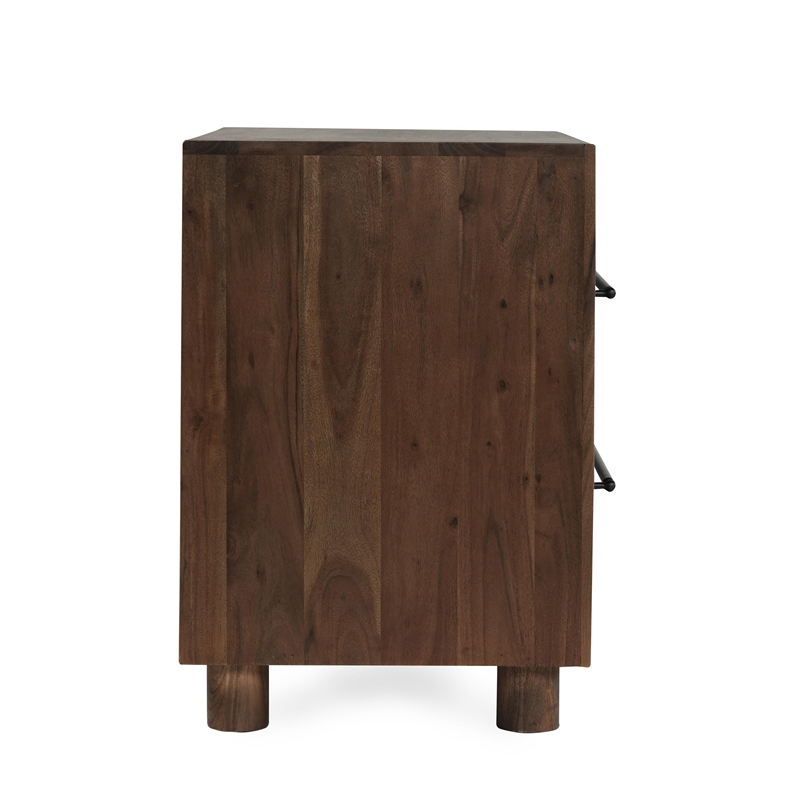 Pemberly Row Transitional 2-Drawer Acacia Wood Nightstand in Cocoa Brown