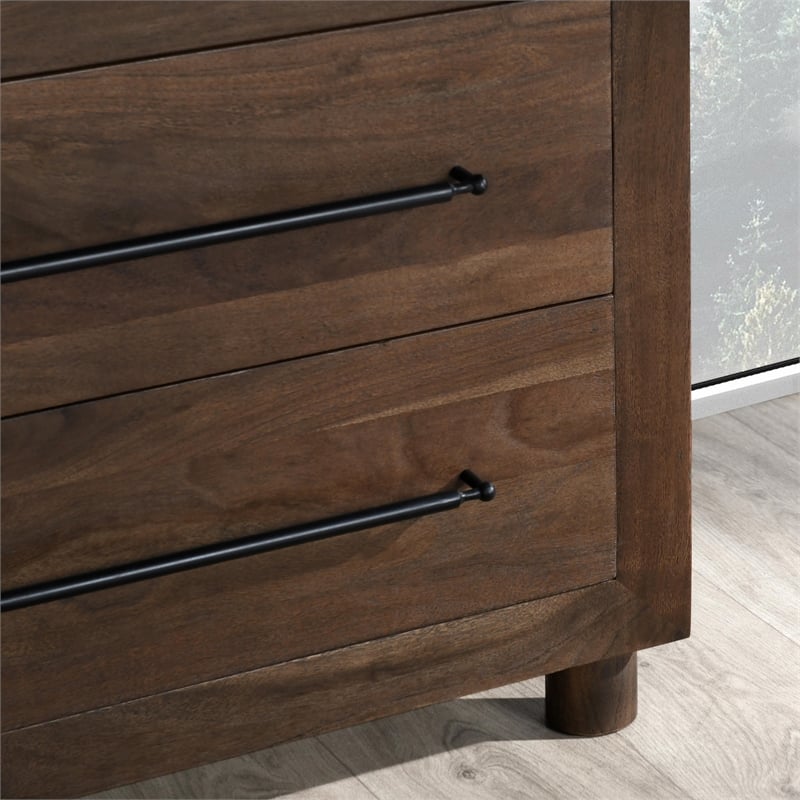 Pemberly Row Transitional 2-Drawer Acacia Wood Nightstand in Cocoa Brown