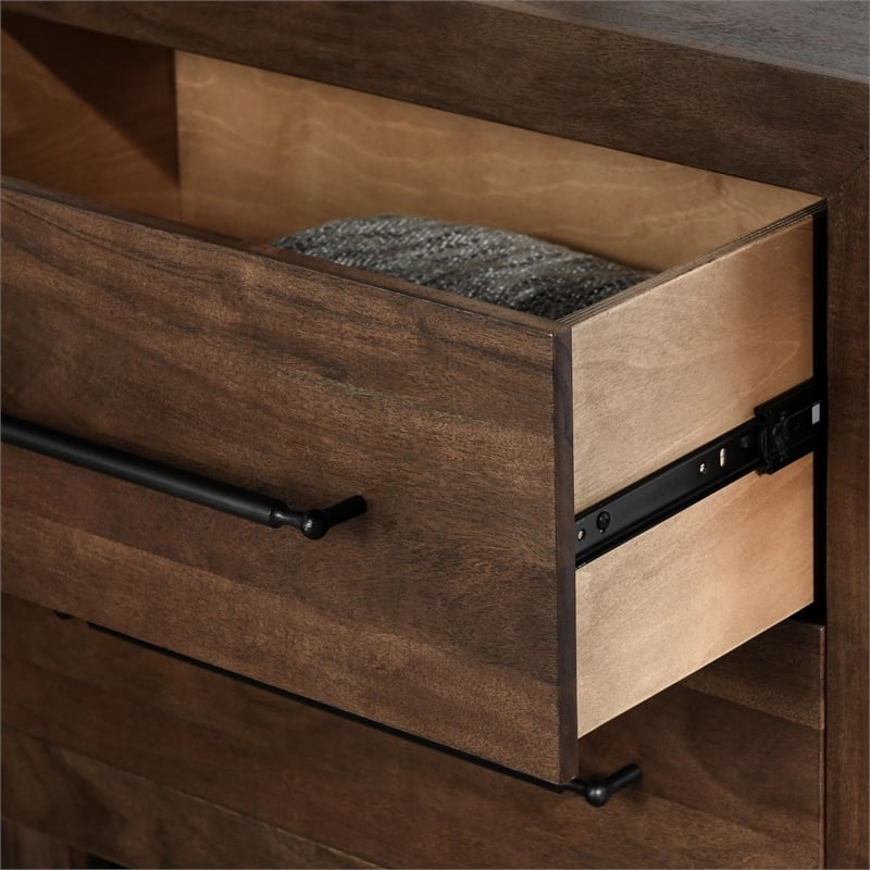 Pemberly Row Transitional 2-Drawer Acacia Wood Nightstand in Cocoa Brown