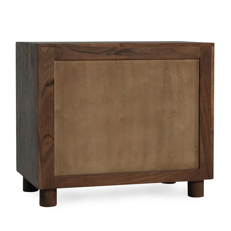 Pemberly Row Transitional 2-Drawer Acacia Wood Nightstand in Cocoa Brown
