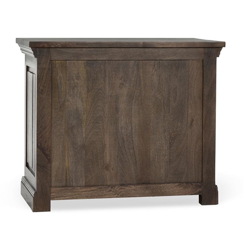 Pemberly Row Traditional 3-Drawer Mango Wood Nightstand in Cocoa Brown