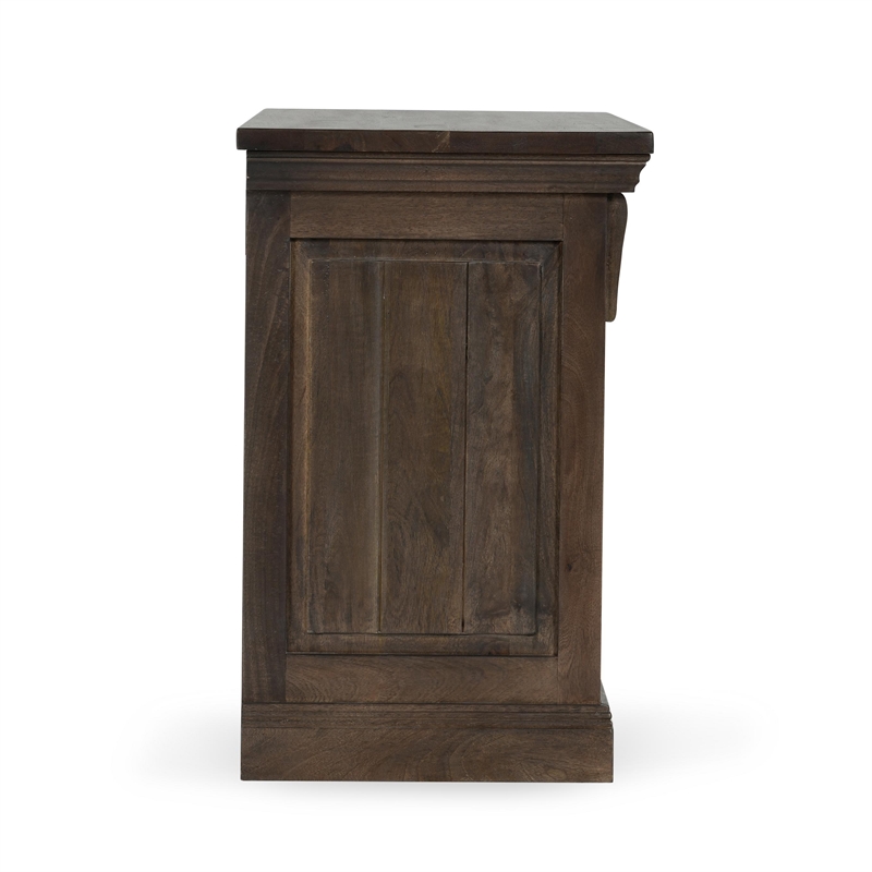 Pemberly Row Traditional 3-Drawer Mango Wood Nightstand in Cocoa Brown
