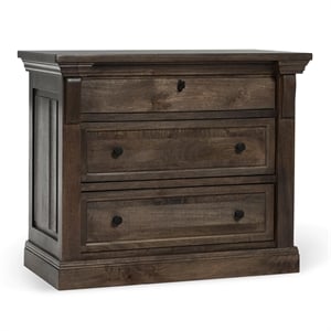 Pemberly Row Traditional 3-Drawer Mango Wood Nightstand in Cocoa Brown